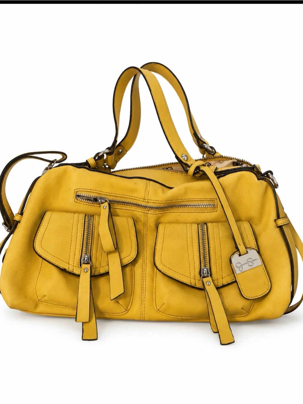 Jessica Simpson Yellow Leather Double-Handle Satchel